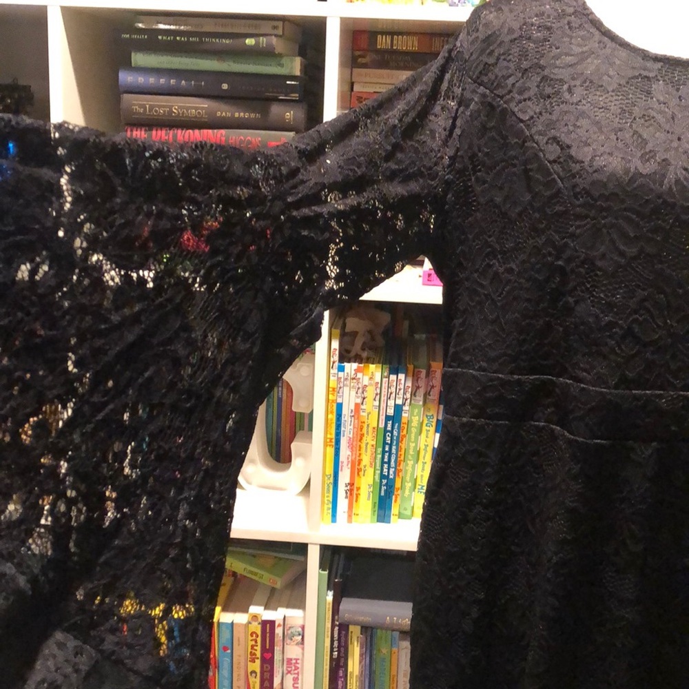 Black Lace Bell Sleeve Dress - Picture 3 of 13
